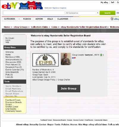 Welcome to ebay Numismatic Seller Registration Board eBay Groups Page